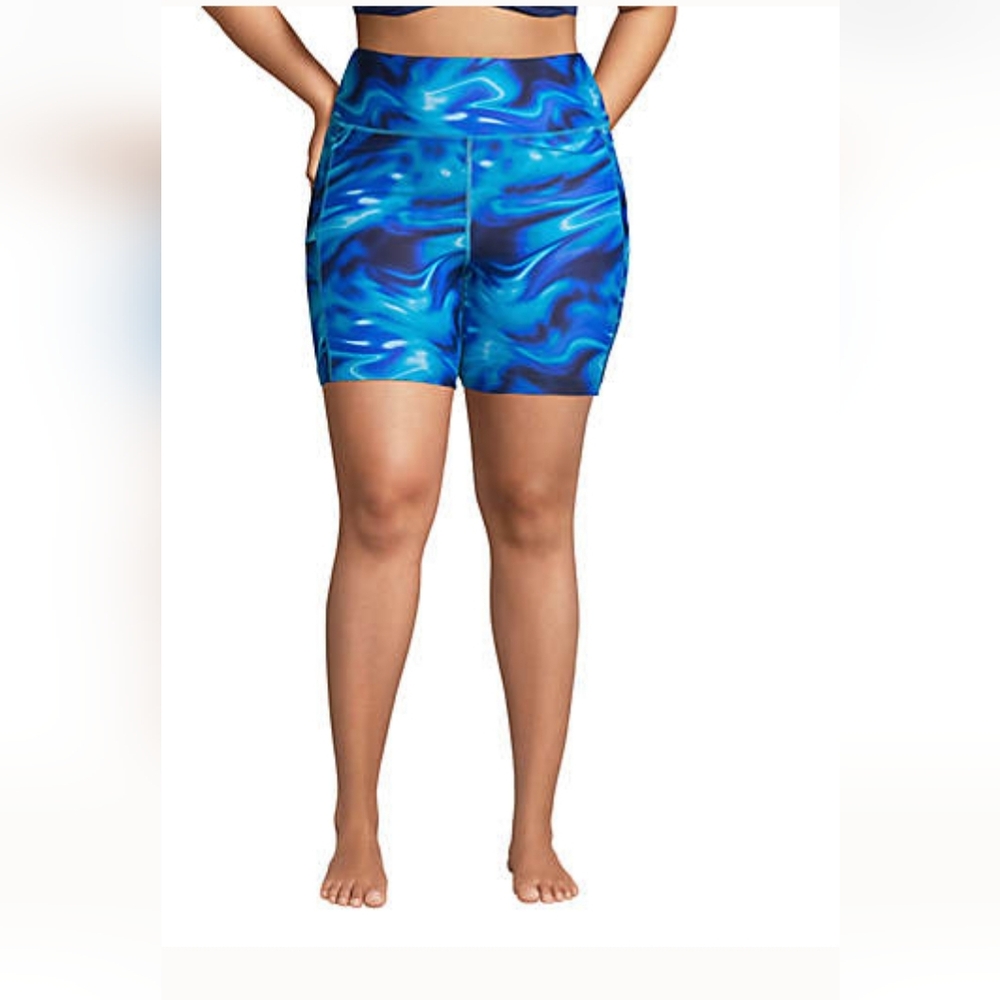 Lands' End Blue Wave Swim Shorts 3x 24W-26W